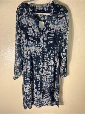 Banana Republic Navy and White Abstract Print Shirt Dress size M